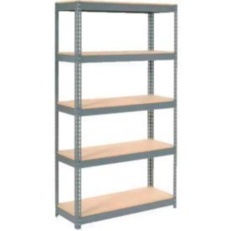 GLOBAL EQUIPMENT Extra Heavy Duty Shelving 48"W x 24"D x 96"H With 5 Shelves, Wood Deck, Gry 717398